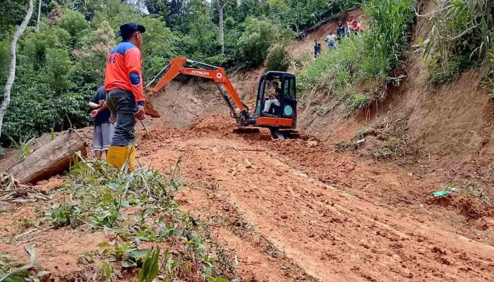 BPBD OKU Selatan Lakukan Penanganan Cepat Longsor di Akses Jalan Desa Tanjung Harapan